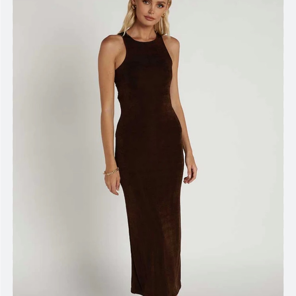 DISSH knit brown halter neck dress